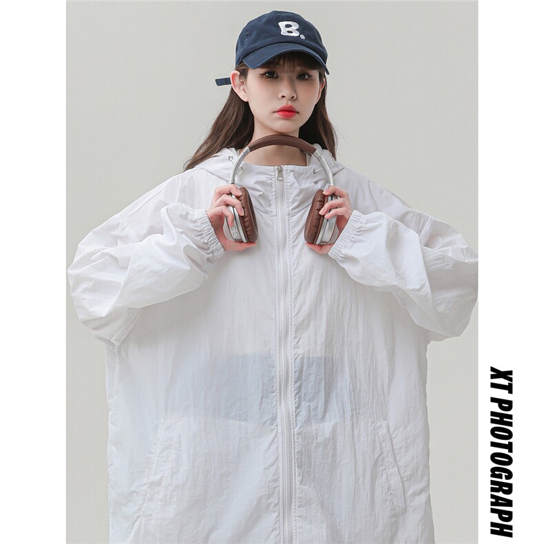 2025夏季新款纯色连帽宽松情侣防晒衣F169/P69，女装防晒衣，星座202-3