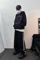 B221美式ins高街小众宽松三条杠运动牛仔裤LK23130-P60控78，男装牛仔裤，电商B221