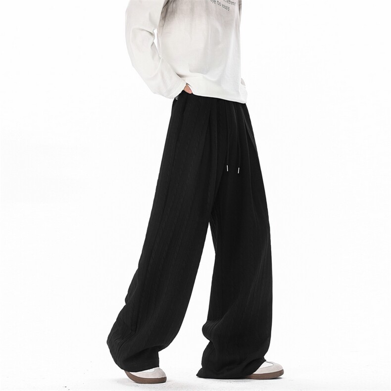 26新款泡泡条纹美式直筒阔腿裤宽松百搭拖地裤504-K266-特P35控69，男装休闲裤，星座504