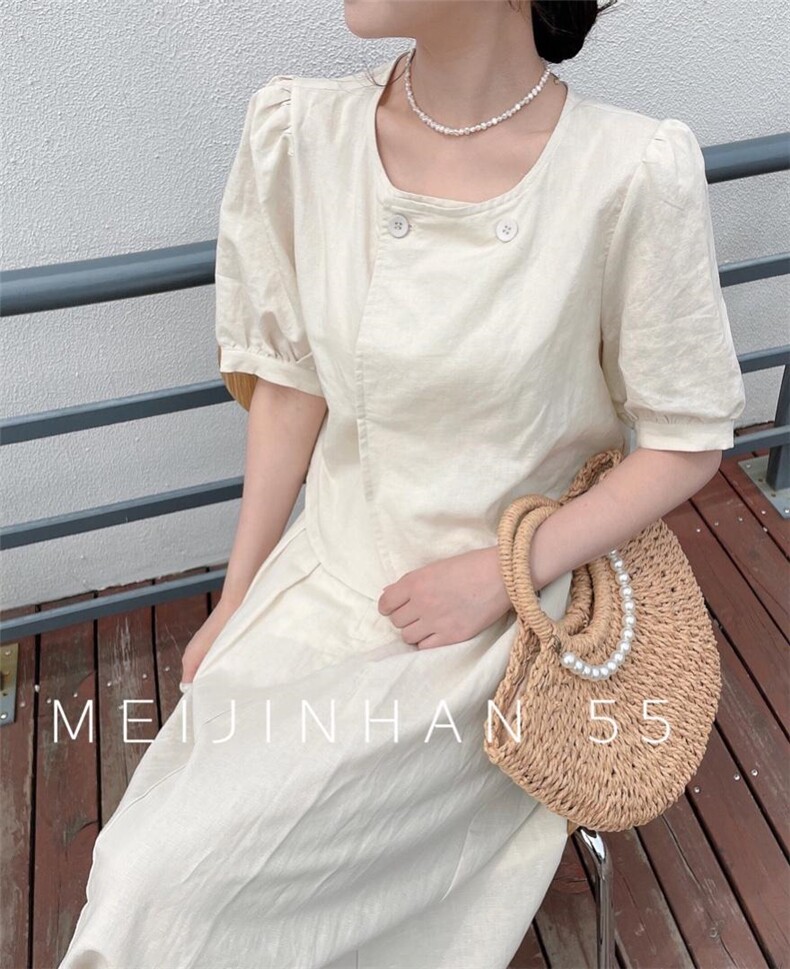 美巾涵5121苎麻套裙，女装，美巾涵