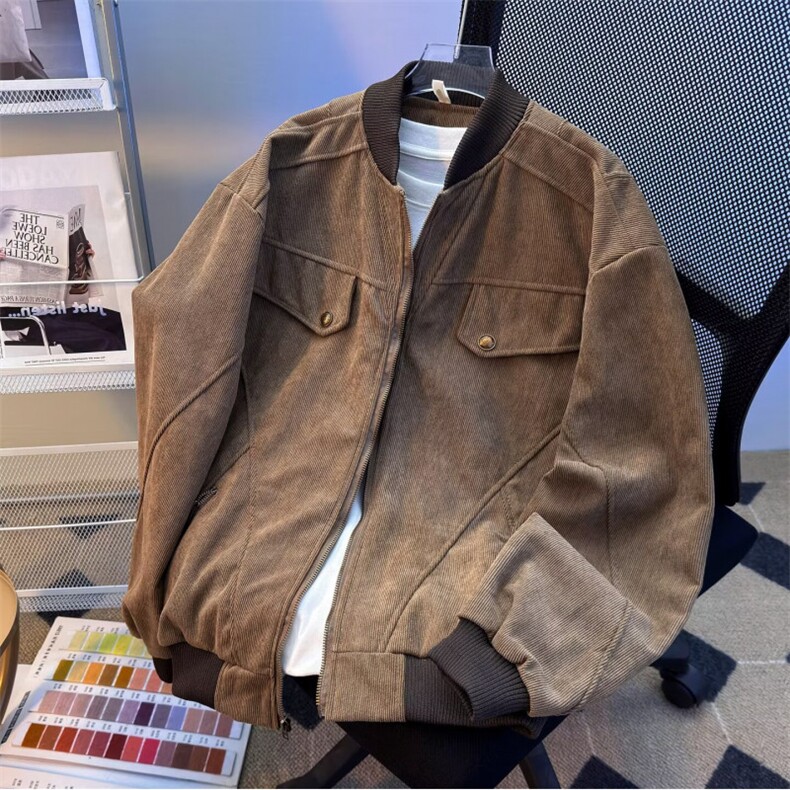 美式街头短宽工装黑色夹克男女宽松复古高街休闲外套潮牌Y890图片