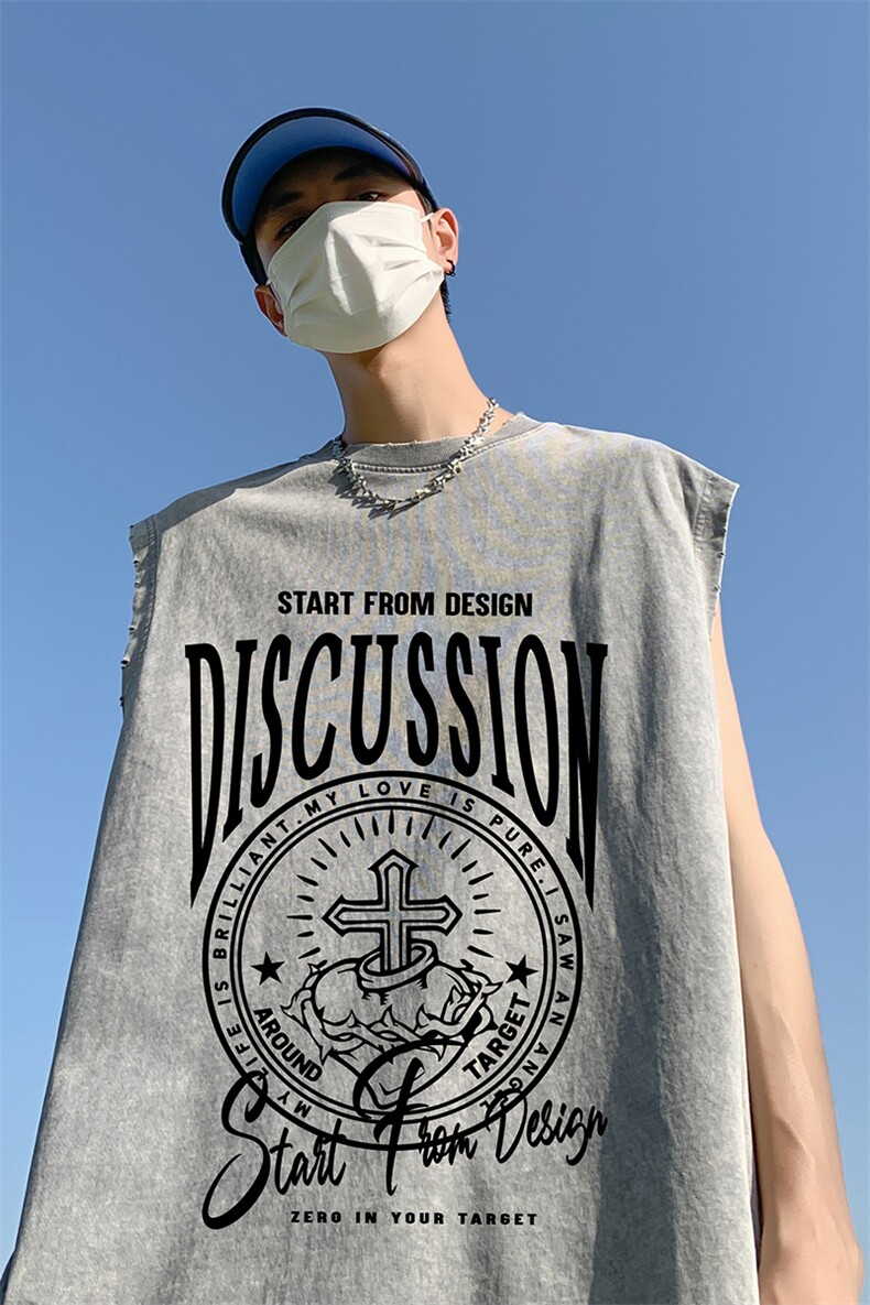 三亚外景夏季美式水洗无袖T恤潮流宽松背心潮流DT6249P45控58,男装背心/马甲,电商A268A