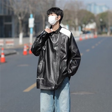 美式高街皮衣男韩版潮流字母刺绣帅2023秋冬新款ins外套W5049-P61，男装皮衣，星座412-3
