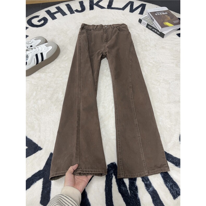 B221 美式ins高街斜切宽松微喇休闲洗褪牛仔裤 LK25589-特P45控78图片