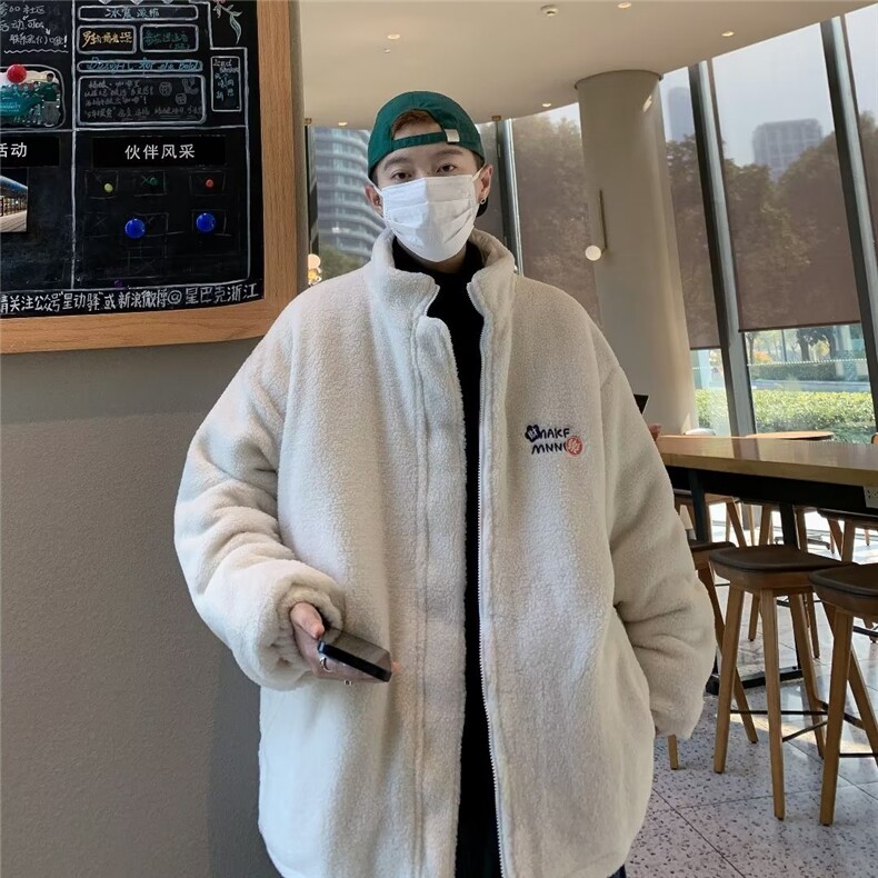 港风外景冬季宽松百搭棉服男羊羔毛大码棉衣男外套M229-P100,男装棉衣,星座1109-3