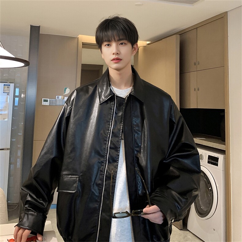 现货不缺货2025春秋季百搭宽松皮衣1209-1-JK11-P65,男装皮衣,星座1209-1