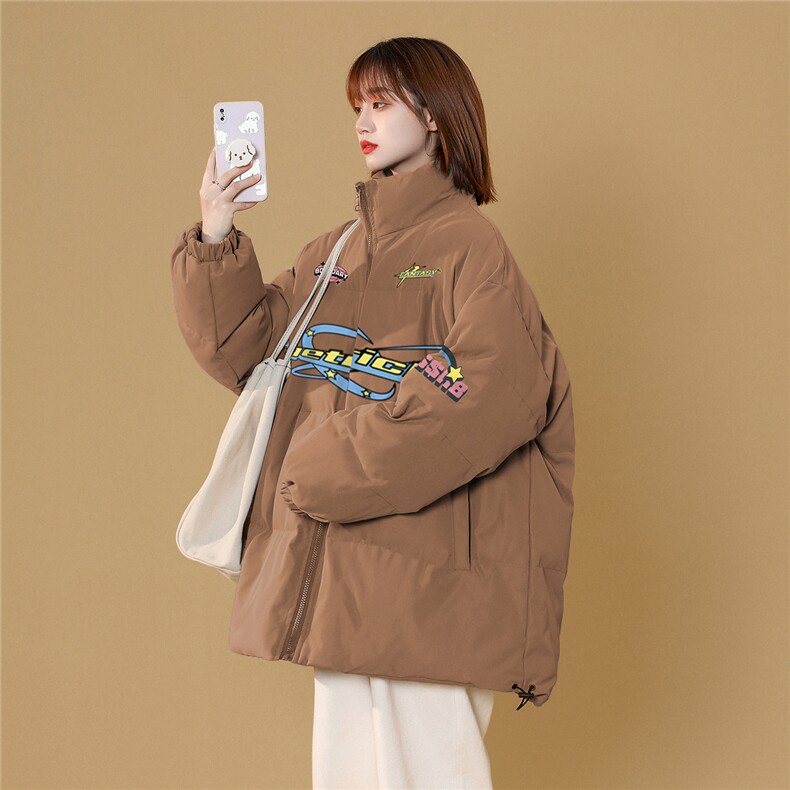 中性风22冬季设计感时尚潮流印花保暖厚款立领棉衣MY7024P85控118,男装棉衣,A247A