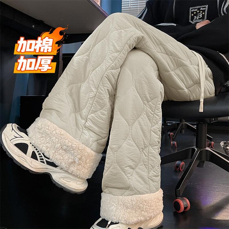 抖音羊羔毛大码菱格潮流中性拖地棉裤K5613J加棉-特P45控78，男装棉裤，电商A001