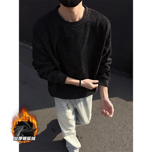 520g高克重雪尼尔斜纹加绒银狐绒长袖卫衣男W5064J加绒-特P40控78图片