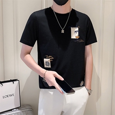 2025新款夏季T恤男短袖潮牌刺绣男装上衣A313-5807-P48，男装T恤，电商A313