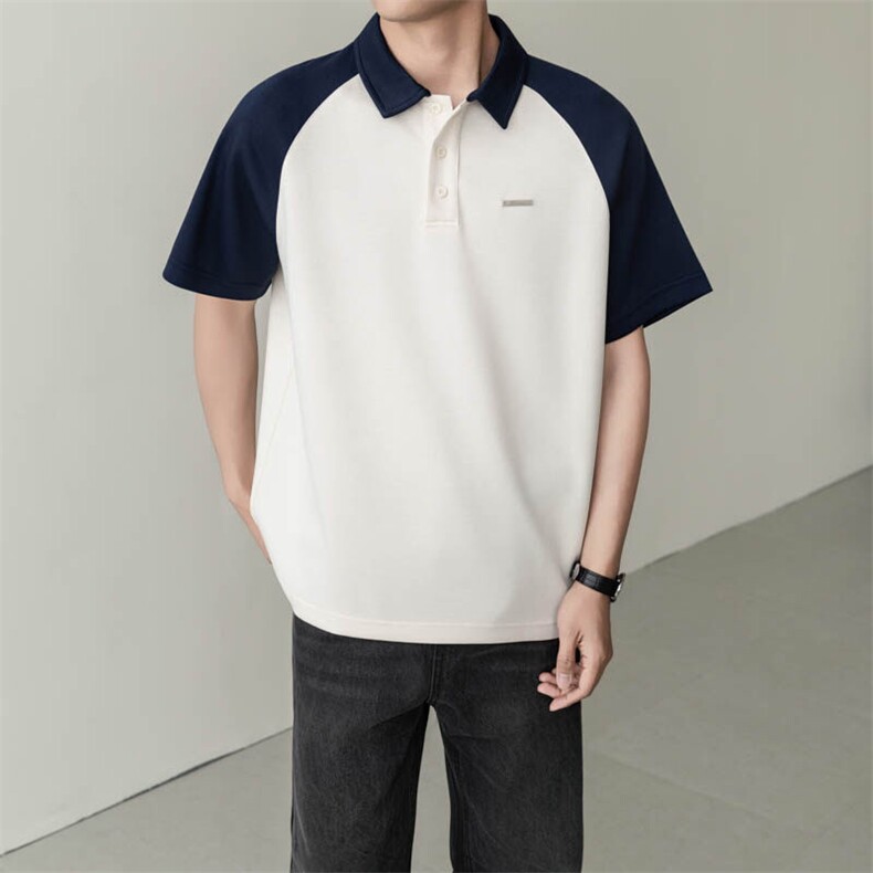 夏男翻领POLO衫拼色男休闲宽松休闲衬衣轻熟风A236-82562-P55,男装Polo衫,电商A236