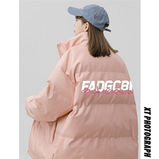 中性风冬季百搭宽松字母印花PU皮棉服外套MY6458P115控158，男装棉衣，电商A268