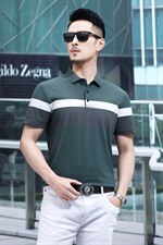 条纹短袖t恤男Polo衫2024新款翻领上衣服高端夏季装体桖P65，男装T恤，钱塘6003A(原)4033A