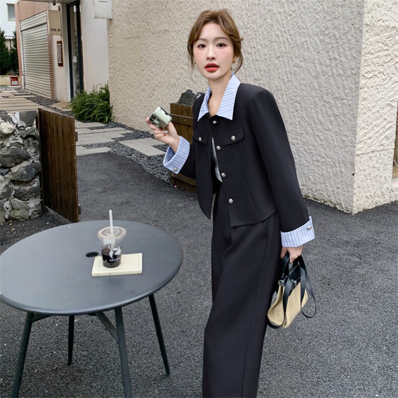 档口现货2026新款春秋女装休闲假两件西装两件套装p175-k258,女装套装/套裙,2C266