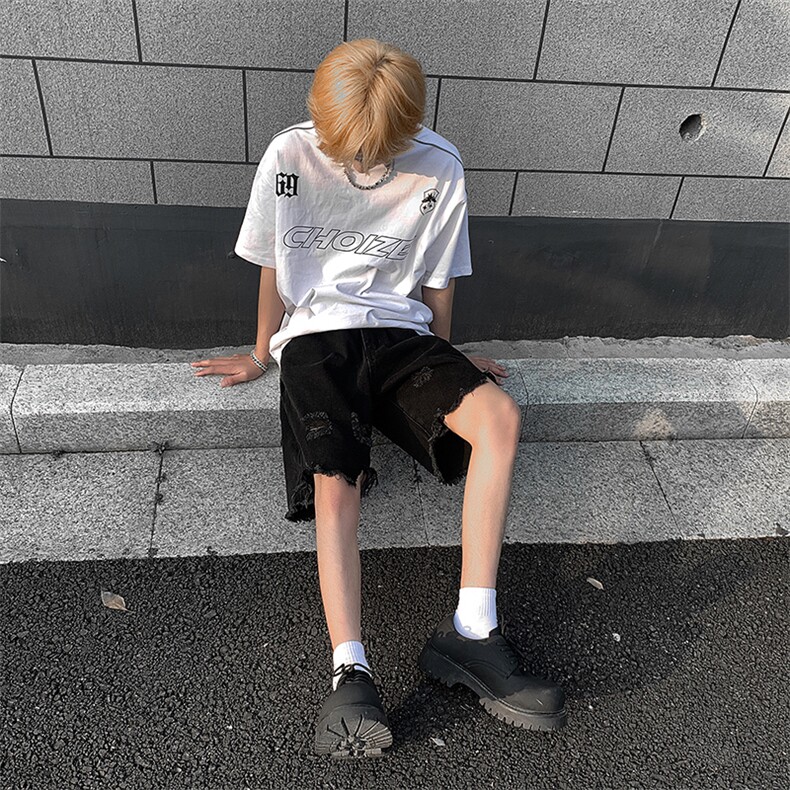 现货 夏季美式复古毛边短裤五分乞丐破洞牛仔裤男 K5808-P35 控58图片