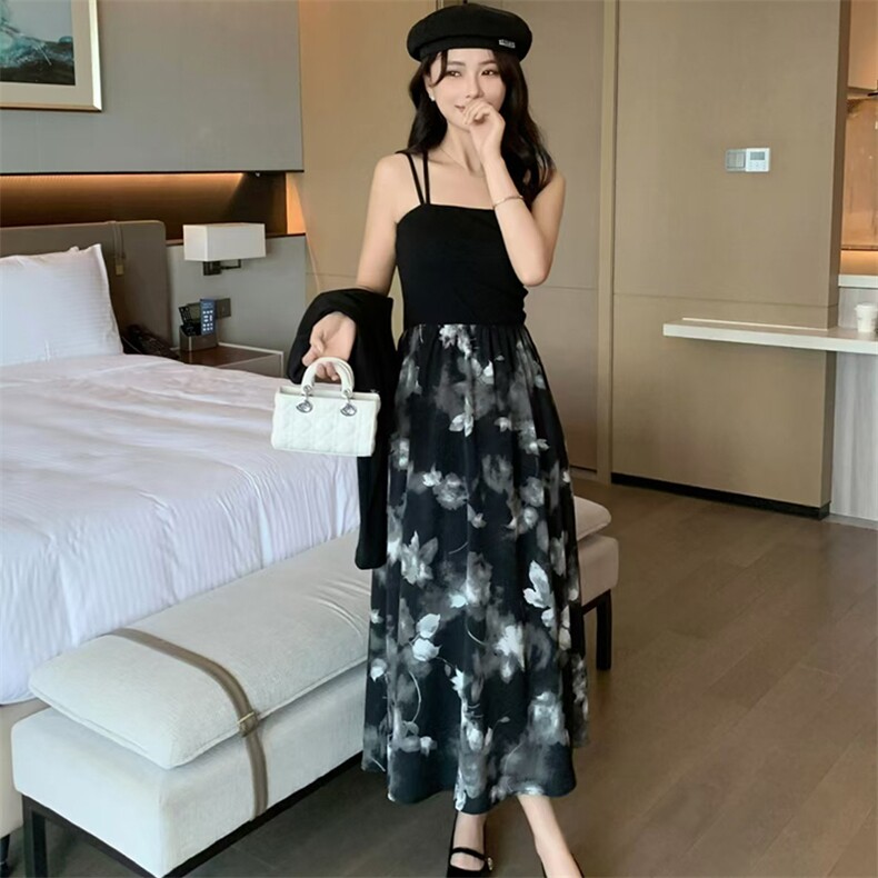精品现货2024秋装女新款时尚气质优雅针织披肩修身吊带连衣裙套装,女装套装/套裙,煊芮熙