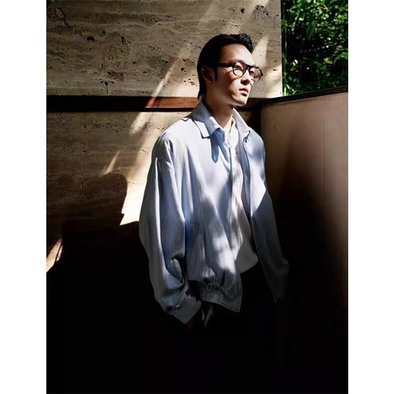 WE2003-P64 欧若风蓝白条纹翻领外套图片
