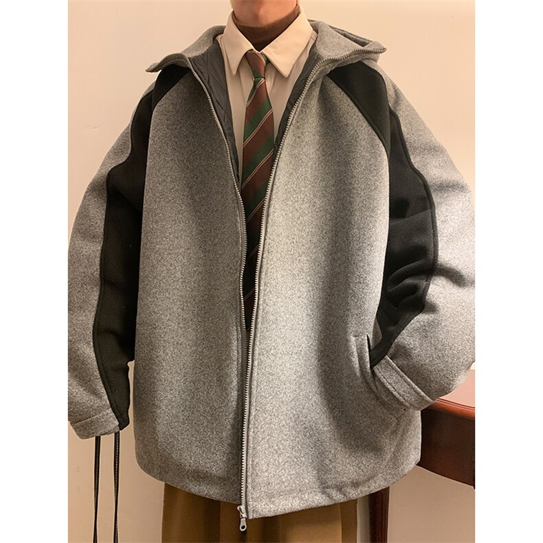 撞色棉衣毛呢外套加厚夹克棉袄港风棉服日系1016-1W88P128K158,男装夹克,星座1016-1（原电商B408-1）