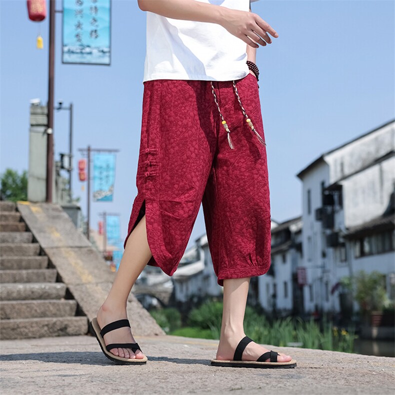 新中式提花盘扣宽松休闲七分裤802-P55,男装牛仔裤,星座816A（原B366）