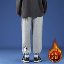 K13167-P35 加绒P45春季束脚直筒运动裤男大码宽松休闲卫裤哈伦裤图片
