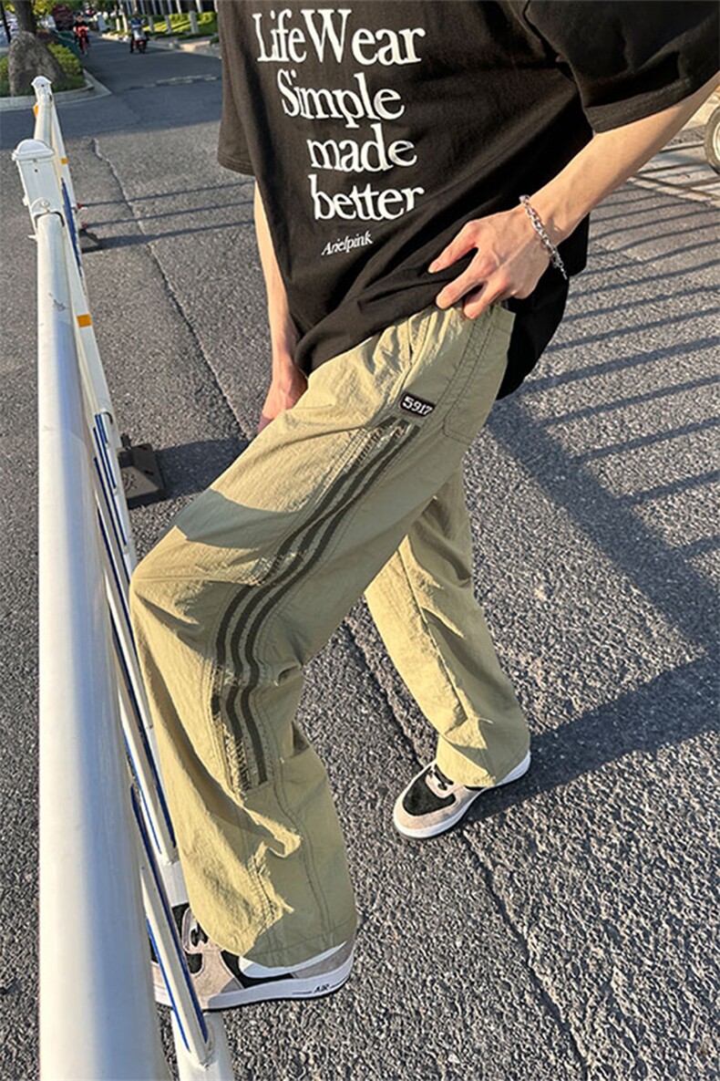 大量现货阔腿裤男夏季薄款宽松显瘦条纹休闲长裤潮DY5032-P55,男装休闲裤,电商A178