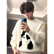 美式卡通小狗套头毛衣男女马海毛针织衫情侣内[610A-MY9595]特P48，男装针织衫/毛衣，星座610A