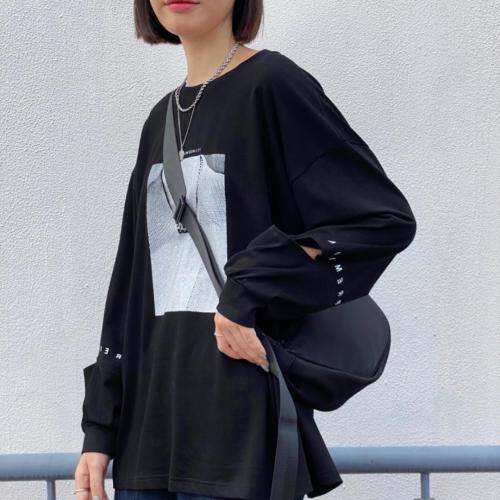 秋季新款袖口时尚破洞设计宽松百搭上衣女，其它，日の谷