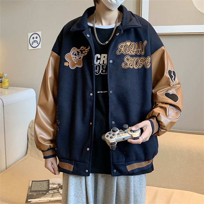 2023春季毛呢刺绣棒球服外套宽松美式Y96P63,男装夹克,星座1116-2