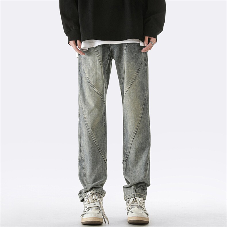 拼接牛仔裤直筒B342-NK22078-P55控78,男装牛仔裤,电商B342