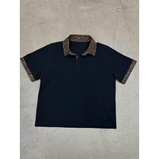 XZ1005-1-TTH431-P48豹纹拼接翻领正肩短袖重磅T恤休闲polo衫，男装Polo衫，星座1005-1