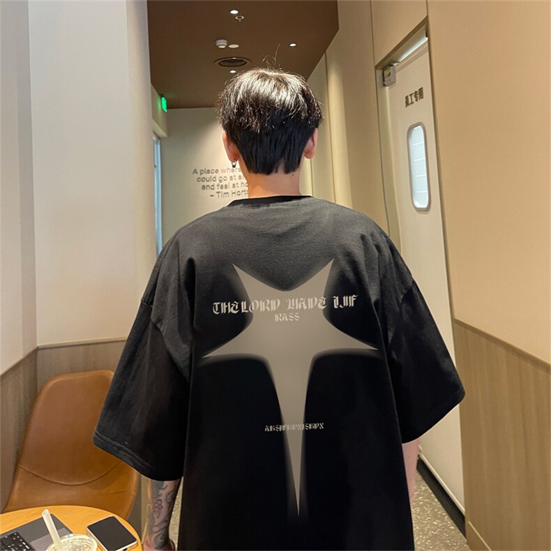 特P19控38230g重磅纯棉灌篮高手印花港风短袖t恤男DT3133,男装T恤,电商B370