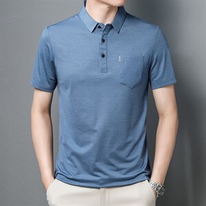 男士2022休闲商务短袖POLO衫纯色翻领中年爸爸装上衣ZL1232-P53,男装Polo衫,星座1105-3