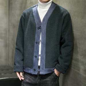 羊羔毛摇粒绒棒球服外套男潮牌嘻哈宽松休闲道袍夹克 M701/P130图片
