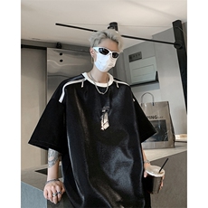 男装短袖T恤2025夏季拉链字母印花五分袖体恤XZ514-2-202465-P58，男装T恤，星座514-2(原B239)