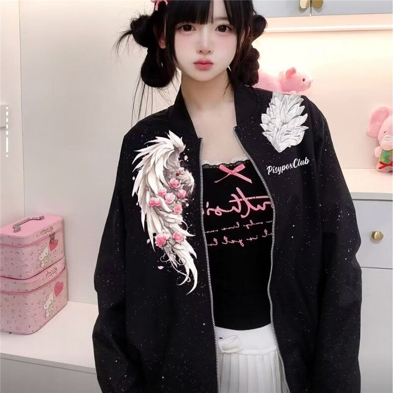 秋款男女立领夹克衫满天星3D印花机车夹克衫外套JMX1 P50图片