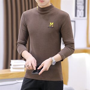 冬季半高领双面绒刺绣M卫衣男加绒加厚保暖打底衫长袖红337P28图片