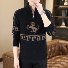 1018-1-M660-P45男秋冬新款青少年时尚个性半拉链休闲针织衫毛衣，男装针织衫/毛衣，星座1018-1​