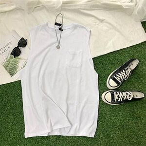 口袋打底背心纯色宽松男潮夏季韩版百搭休闲运动汗背心图片