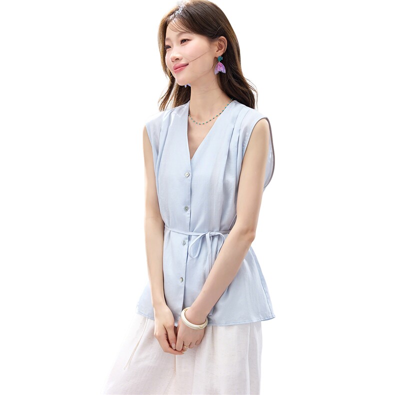 2026年夏季时尚天丝短袖衬衫阔腿裤两件套装,女装衬衫,简韵佳