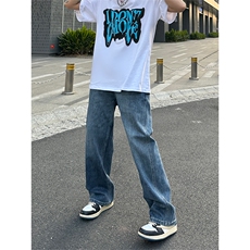 美式高街vibe风直筒长裤欧美痞帅男hiphop复古水洗牛仔裤，男装牛仔裤，星座301D-4(原星座1004-4）