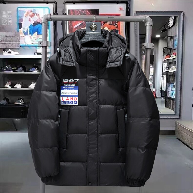 经典三条杠连帽短款时尚韩版白鸭绒羽绒服外穿学生情侣班服,男装羽绒服,星座301D-5(原星座1415）