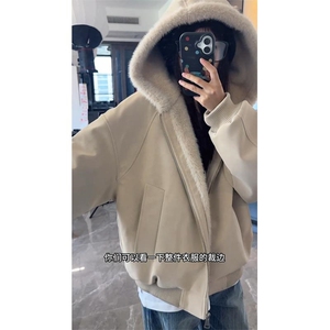 现货高品质美式高街冬季重磅座山雕大毛毛领pu皮棉衣男女加厚外套图片
