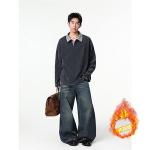 加绒加厚卫衣千鸟格长袖t恤polo打底衫504-T503-特P28（加绒P33）图片
