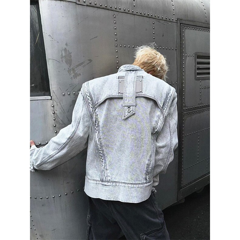复古短款解构拼接牛仔外套男潮牌重工工装机车夹克JN1237,男装工装外套,星座1116A（原606A-3）
