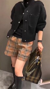 欧洲站2021秋季新款松紧腰双口袋休闲显瘦阔腿短裤图片