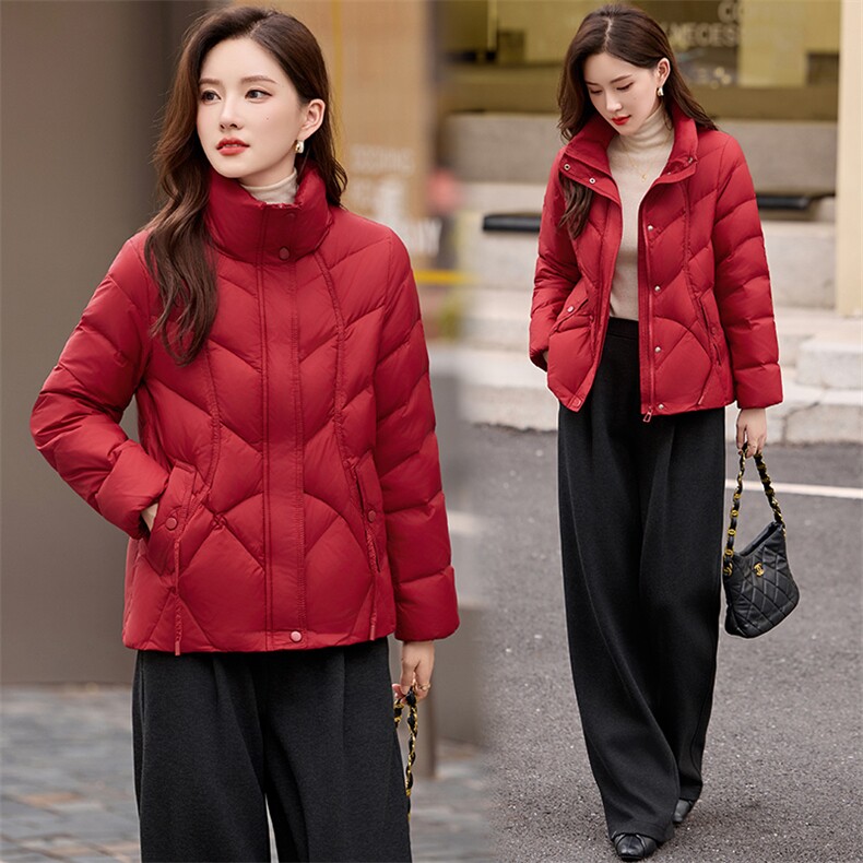 现货！2025年冬季新款时尚气质优雅立领羽绒服，女装羽绒服，魅影