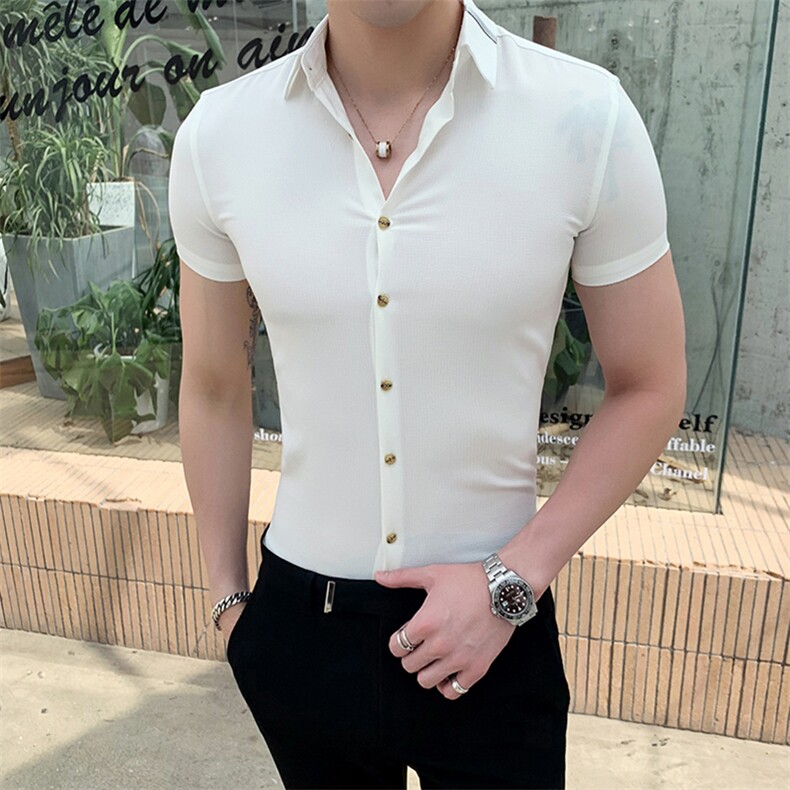 夏季新款英伦风男士修身短袖衬衫男士衬衣A313/C52/,男装衬衫,电商A313