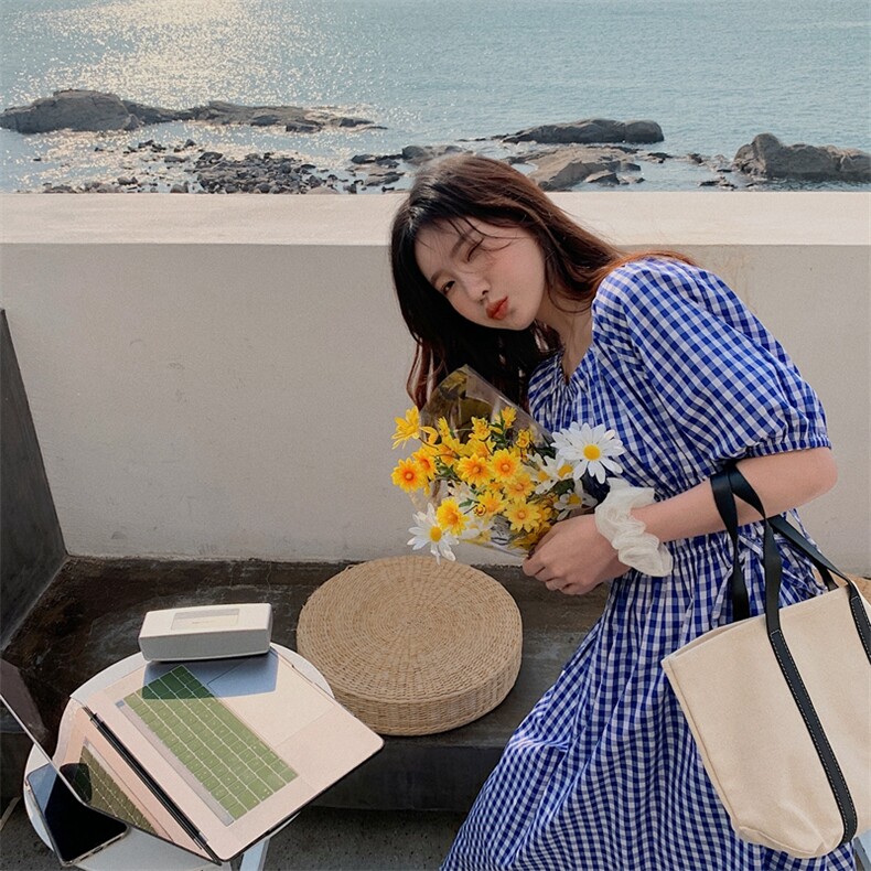 2021夏新款格子裙下摆不规则清新浪漫连衣裙119-LQ218-P85-K138,女装连衣裙,叁秋一裳
