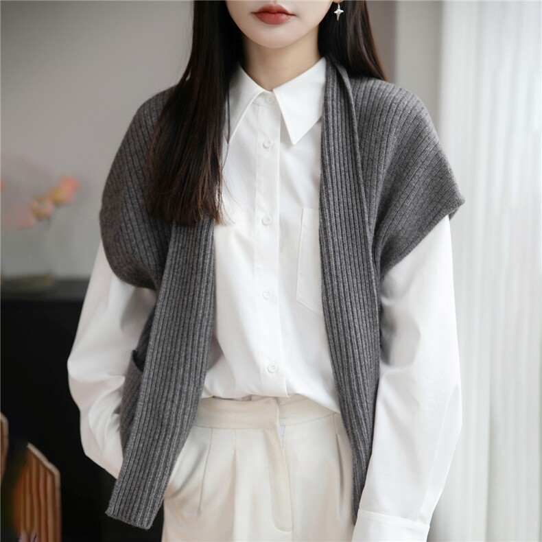 2026年秋季时尚百搭休闲带兜披肩，披肩，佳绒包芯纱店