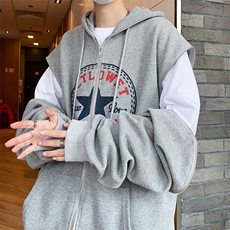 可拆卸卫衣男韩版潮流字母印花高街2023春秋新款ins外套WB020-P45，男装卫衣，星座412-2